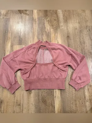 Anthropologie Daily Practice Mock Neck Sweatshirt in Dusty Rose Open Back XL thumbnail 2
