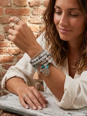 4pcs/set Bohemian Hand‎ String, Tree Of Life Feather Wings Pendant Bracelet thumbnail 4