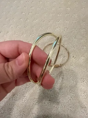 3 Pc Mixed Metal Bangle Bracelet Lot Silver Gold Hearts Boho thumbnail 3