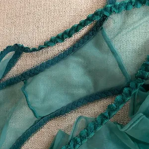 NWT 3pc Green Lingerie Set Teddy Panties Shirt Length Sheer Robe L thumbnail 8