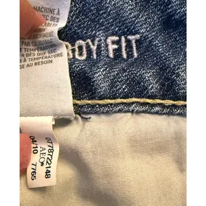Y2K American Eagle 00 Boy Fit Cropped Low Rise Jeans Blue Distressed Denim Capri thumbnail 7
