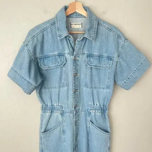 Free People we the free Marci coverall denim jumpsuit light wash small thumbnail 9