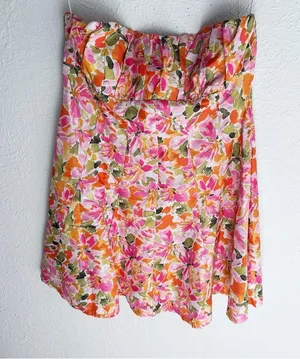 Hello Molly Strapless Floral Mini Dress Pink Sz 10 thumbnail 3