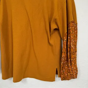 Anthropologie Orange Knit Pullover Sweater Womens S Floral Sleeve Fall Boho thumbnail 11