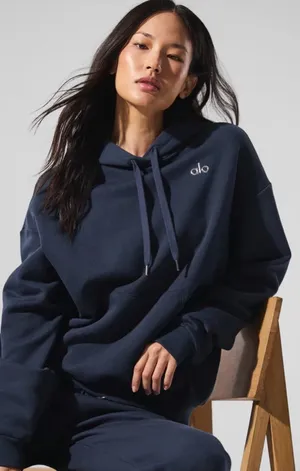 Alo Yoga NWT Accolade Hoodie Navy Blue Size L oversized thumbnail 1