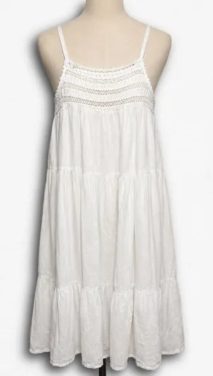 Universal Thread White Crochet Lace‎ Tiered Midi Sundress Womens XS Sleeveless thumbnail 1