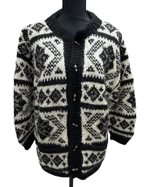 NOMADIC TRADERS Hand Made 100% Wool Cardigan Button Sweater Chunky Knit Size M‎ thumbnail 1