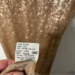 Revelry Chloe‎ Sequin Dress Gold Maxi Floor Length Gown Scoop Open Back Womens 4 thumbnail 5