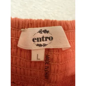 Entro Flutter Sleeve V-Neck Tiered Mini Dress Cotton Orange‎ Women's Size Large thumbnail 6
