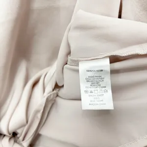 Milk & Honey Tie-Front Short Sleeve Blouse Satin in Light Beige Size Large thumbnail 4