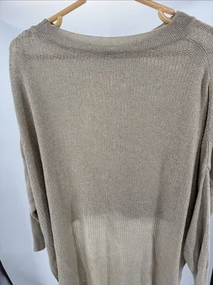 Pull&Bear oversized fine-knit sweater dramatic high-low asymmetrical hem linen S thumbnail 3