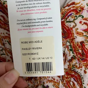 Sezane Adele Button Front Midi Dress in Paisley Riviera Womens New Size 42 thumbnail 13