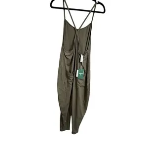 Halara Olive Green Ankle‎ Length Casual Loose Tapered Jumpsuit Med NWT thumbnail 2