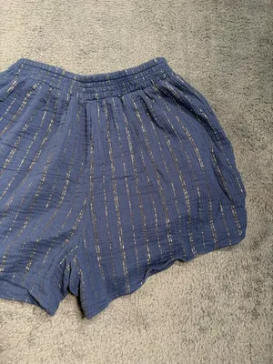 Aerie Women’s Blue Stripe Casual Elastic-Waist Shorts small thumbnail 11