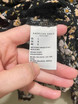 American Eagle Floral Peplum Blouse Black Womens Size Large Long Sleeve Boho thumbnail 7