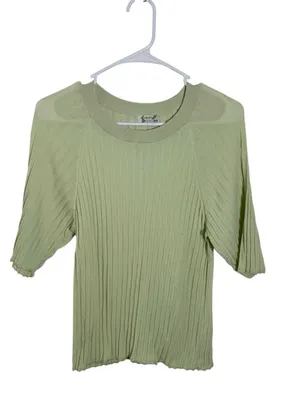 Free People Crewneck Ribbed Sweater Top Sugared Mint Green Large thumbnail 9