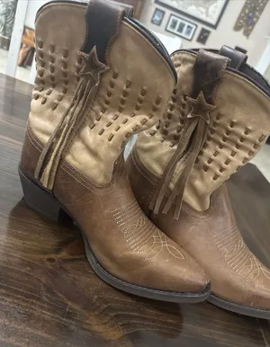 Laredo Women's Fringe Western Boot Snip Toe Brown Sz 8 Cowgirl Equestrian Rodeo thumbnail 1