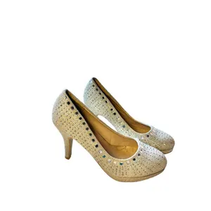 Elegant Silver Rhinestone High Heels Womens Size 6.5 midheel thumbnail 4