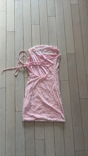 Oh Polly Pearl Mini Dress Pink Beaded thumbnail 3