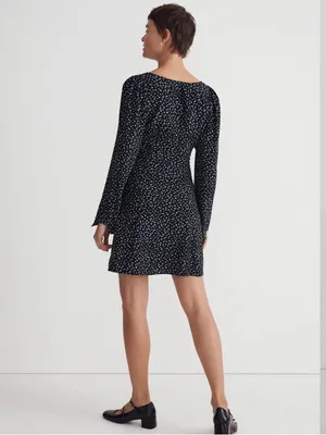 NWT Madewell Seamed Long Sleeve Mini Dress Ditsy Floral Black Size 8 thumbnail 2