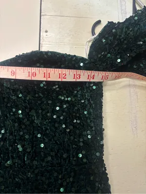 Lulus All Aglitter Emerald Green Sequin Off the Shoulder Mini Dress Size Medium thumbnail 4