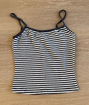 White Fox Cami Top Striped Just Let It Go Size XXs Brown Cream thumbnail 1