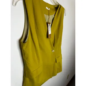 OGL Green Button Up Vest Waistcoat V-Neck Pocket Tailored Top Medium M thumbnail 5