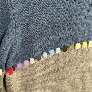 Blair Womens Large Sweater Colorblock Cotton Blend Long‎ Sleeve Blue Gray Round thumbnail 7