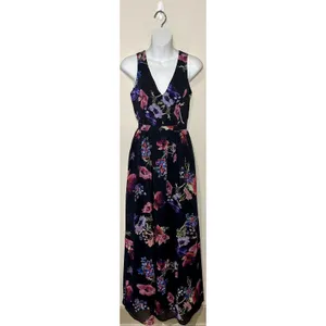 Modcloth "Muster the Length" Maxi Dress Black & Multicolor Floral Size XXS NWT!! thumbnail 2