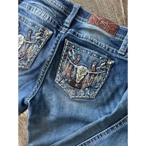 Miss Me Western Skull Horseshoe Bootcut Jeans 26 Y2K Embellished thumbnail 2