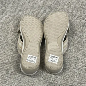 Clarks Arla Wave Slide Sandals Womens 9 Tan Beige Strappy Adjustable Slip On thumbnail 7