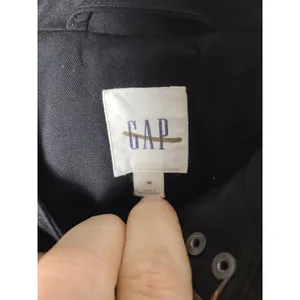 Vtg Gap Wm Med Black Double Breasted Belted‎ Trench Coat Jacket Minimalist Quiet thumbnail 3
