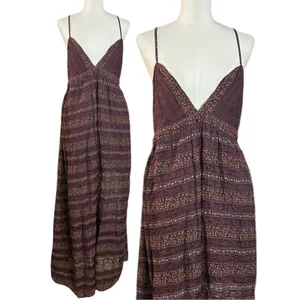Free People Bohemian Beachy Retro 70s Floral Lace Lotus Maxi Dress Medium thumbnail 6