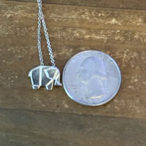 Silver tone origami elephant pendant necklace thumbnail 5
