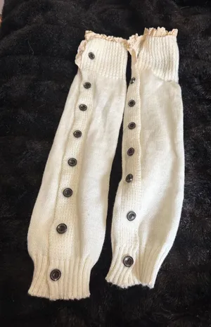 Buttoned Leg Warmers boot socks one size lace edge country warmth country thumbnail 1