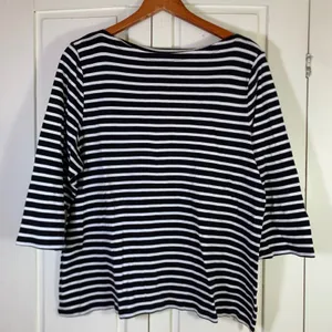 Breton Striped Plus Sz Women Nautical Coastal Pima Cotton Boat Neck Top 3X READ thumbnail 1