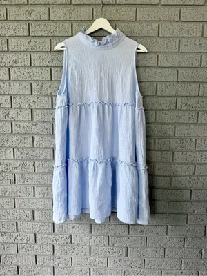 Tuckernuck Pomander Place Morgan Dress Light Blue Tiered Gauze Size XXL thumbnail 3