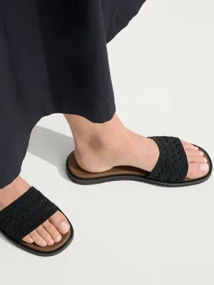 Rothy’s The Slide Sandal Sandy Crochet Black Size 10.5 New NWOB thumbnail 1