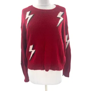 Rails Aries Lightning Bolt Wool Cashmere Blend Sweater Cozy‎ Red White sz M thumbnail 4