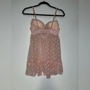Romantic Sheer Pink Polka Dot Babydoll Lingerie – Size Large‎ thumbnail 6