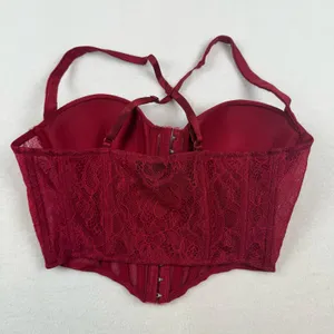 Windsor Lace‎ Corset Top Womens Small Burgundy Hook Eye Bustier Y2K thumbnail 6