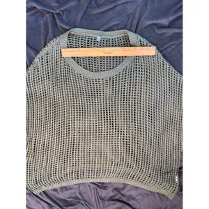 Dokotoo Olive Green Open Knit Mesh Crochet Sweater Vest Sleeveless Pullover thumbnail 5