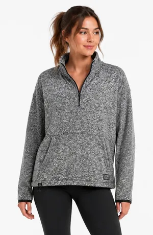 PINK Victoria’s Secret Gray Marled Quarter Zip Pullover Women’s Large thumbnail 1