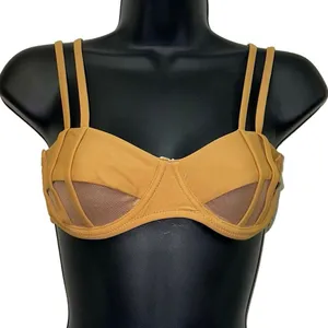 NWT PrettyLittleThing Mocha‎ Underwire Mesh Bikini Top Size 4 Cutout Swim Top thumbnail 1