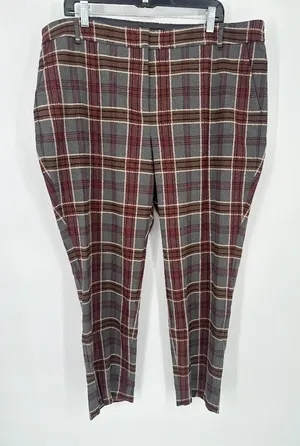 Express Columnist Ankle Pants Womens Size 18R Plaid Pockets Mid Rise‎ Preppy thumbnail 1