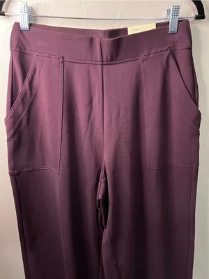 Max Studio London Wide Leg Pull On Burgundy Comfy Pants NWT M thumbnail 3