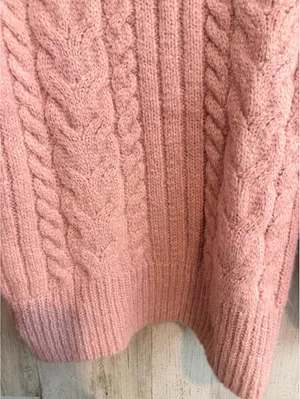 A New Day Pink Cable Knit Mock Neck Sweater Medium NWT Wool Blend thumbnail 11