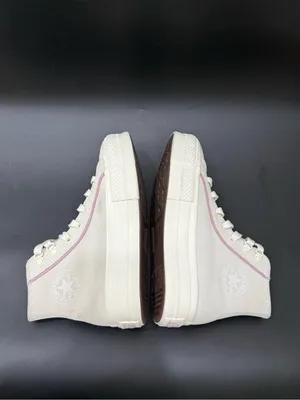 CONVERSE Chuck Taylor All Star Lift Platform High Tops Beige Suede Lilac Piping thumbnail 6