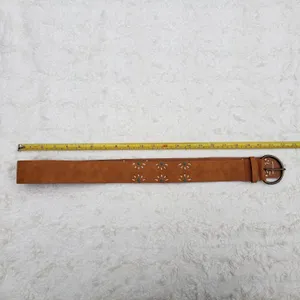 Brown vegan Leather Belt Size 13 Large Bohemian Boho Southwestern Style thumbnail 5