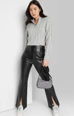 Wild Fable Faux Leather Flare Pants thumbnail 1
